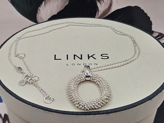 Genuine Links of London Silver Effervescence Star Loop Necklace Stamped Hallmarked 48cms Top Condition