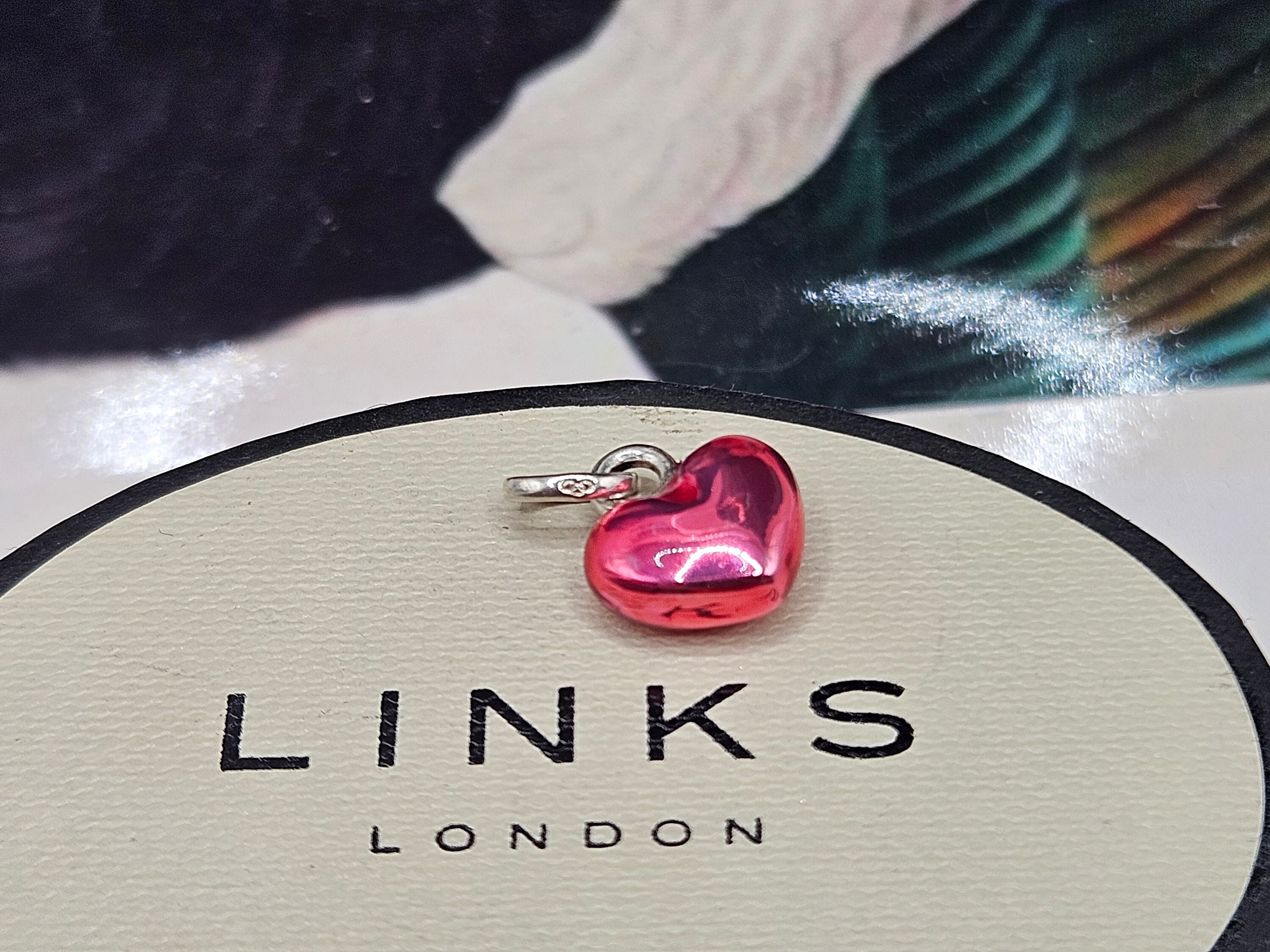 Gorgeous Links of London Metallic Pink Mini Heart Charm Sterling Silver and Enamel Stamped Hallmarked Etsy