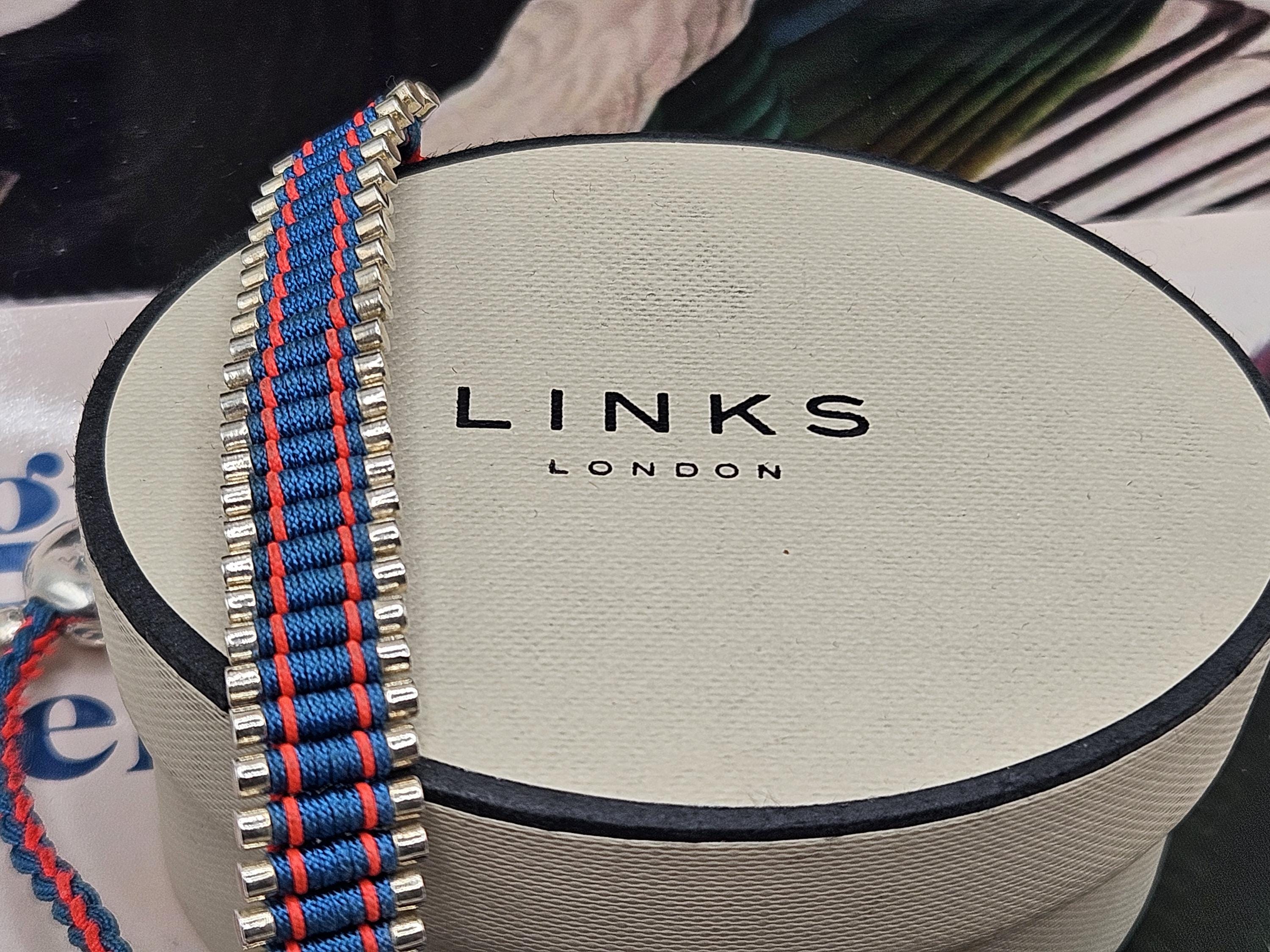 ⭐Links of London⭐ネイビー＆シルバーカラー⭐ブレスレット⭐美品⭐ Beautiful Links of London Friendship Bracelet in Red and