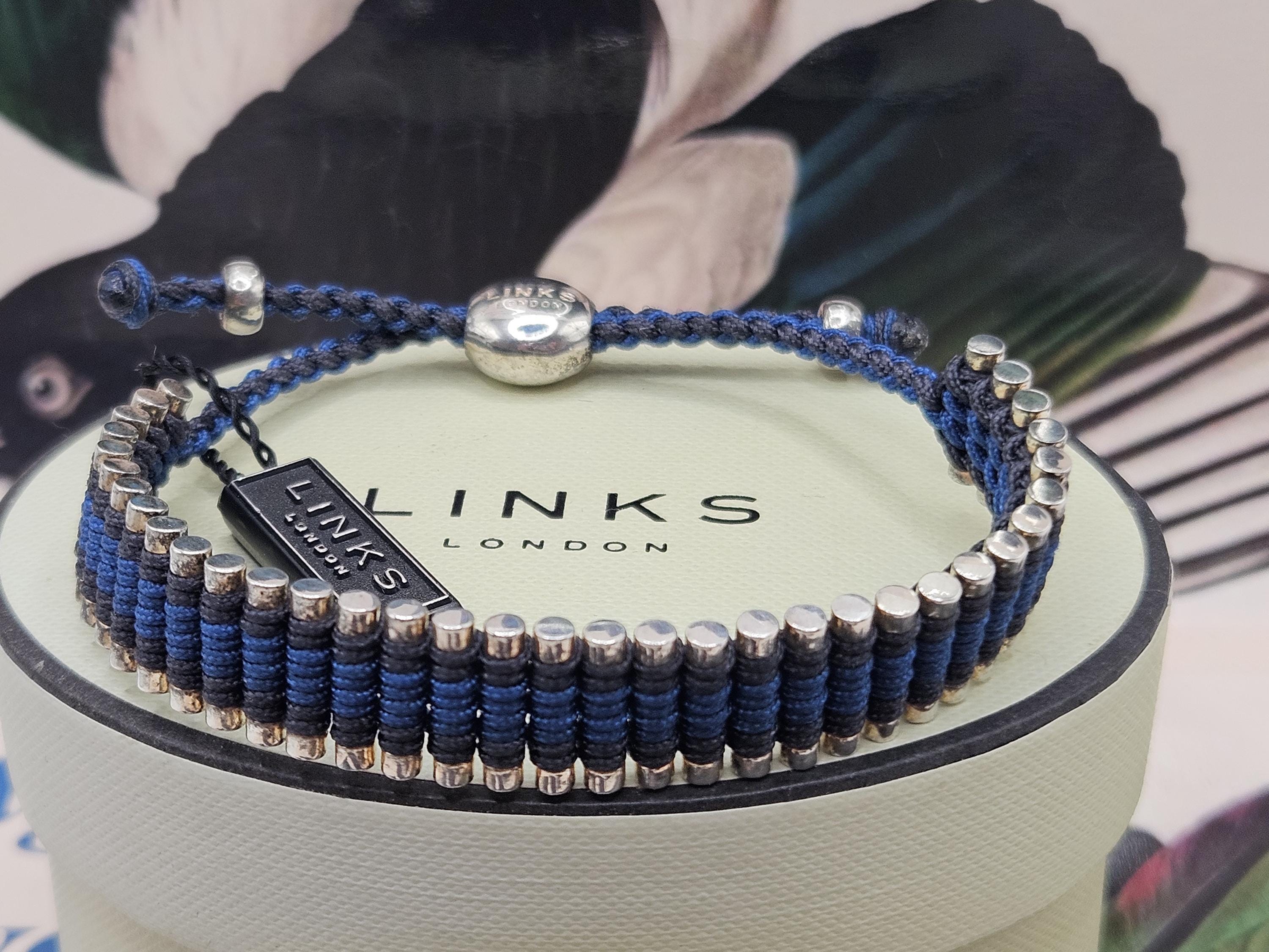 Rare Links of London Friendship Bracelet in Blue Black, Sterling