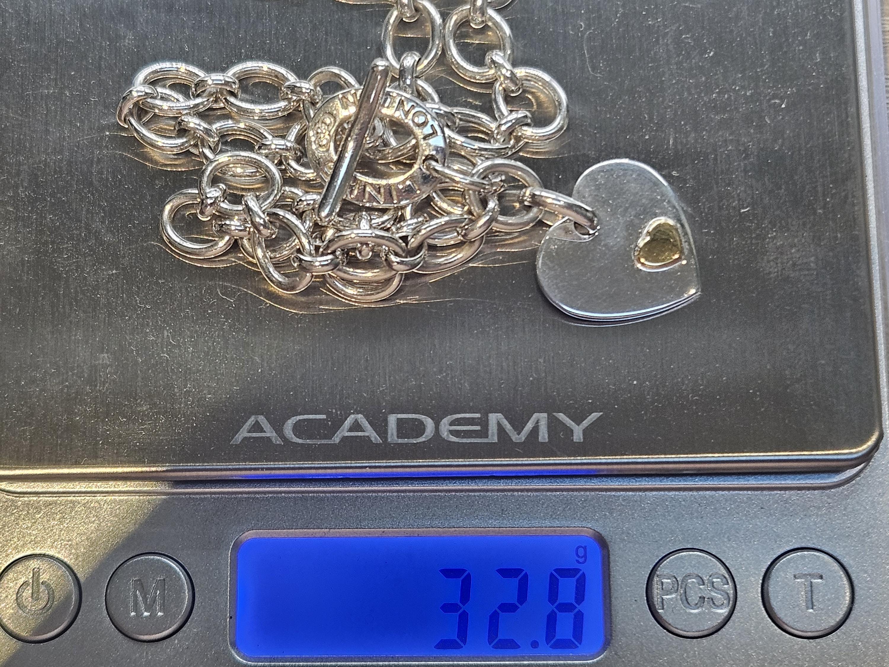 Stunning Links of London Classic T Bar Necklace + Heart Charm With