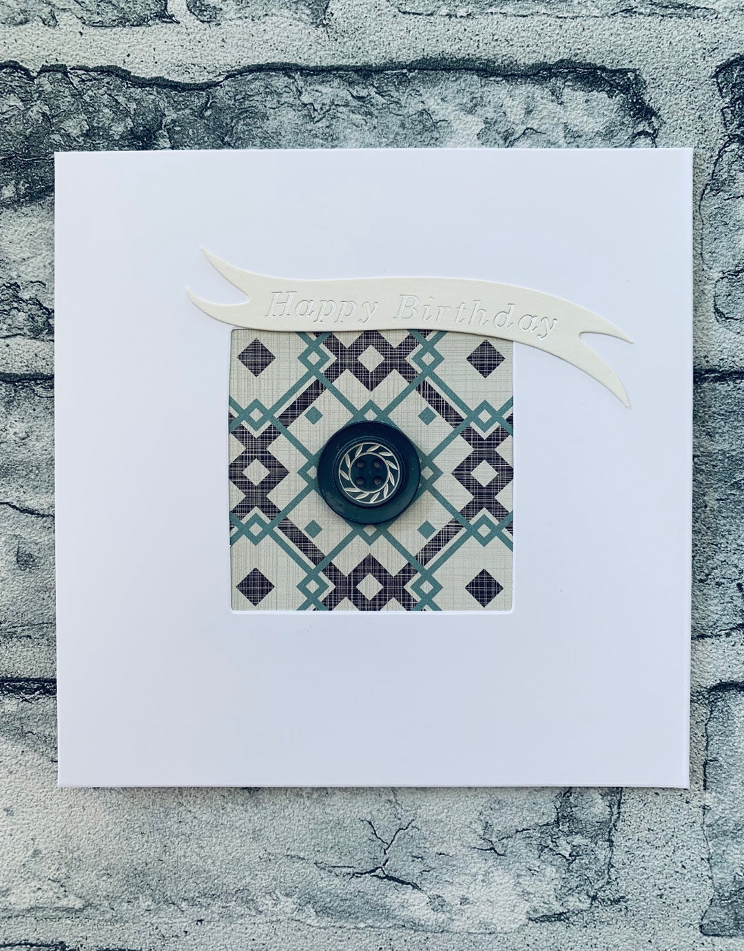 Happy Birthday Greeting Card Handmade Square Card Vintage Retro Funky ...