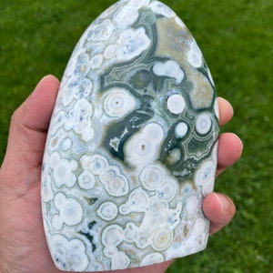 High Grade Druzy Green White 8th Vein Ocean Jasper Freeform