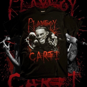 Camiseta Playboy Carti Camiseta Playboi Carti streetwear Camiseta con gráfico de carrito Playboi Camiseta extragrande 100% algodón.