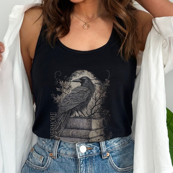 Edgar Allan Poe Shirt Vintage Poe Tank Top Nevermore Shirt Crow Tank Top Gothic Raven Tank Top Festival Shirt Book Shirt Book Top