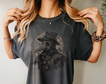 Unisex Plague Doctor Shirt Vintage Plaguebringer Tshirt Oversized Vintage Shirt Distressed Tshirt Dark Academia Clothing Unisex Tshirt Gamer
