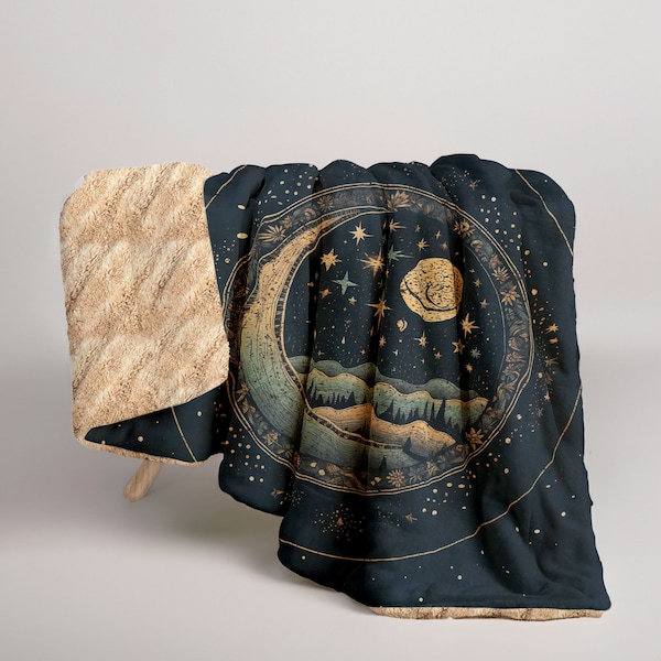 1001 Nights Oriental Crescent Moon Sherpa Fleece Blanket Cozy Vintage Celestial Star Esoteric Sofa Throw Movie Blanket Arabian Old Cover