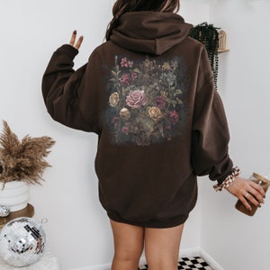 Romantic Whimsigoth Gothic Roses Hoodie Vintage Soft Goth Floral Sweater Nu Goth Streetwear Goblincore Hooded Sweatshirt Cottagecore Gift