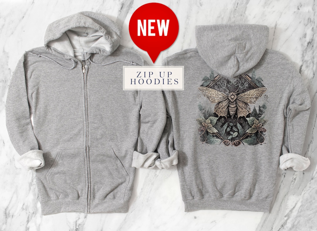 Goth Moth Embrace Microfleece Zip-Up Hoodie