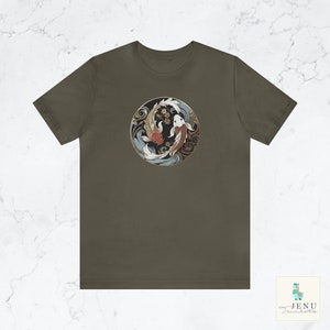 Ying Yang Koi Fish Tshirt Art Nouveau Shirt Japanese Gift Japan Lover Top Street Wear Travel Tee Vintage Trendy Gold Fish Workout Sports