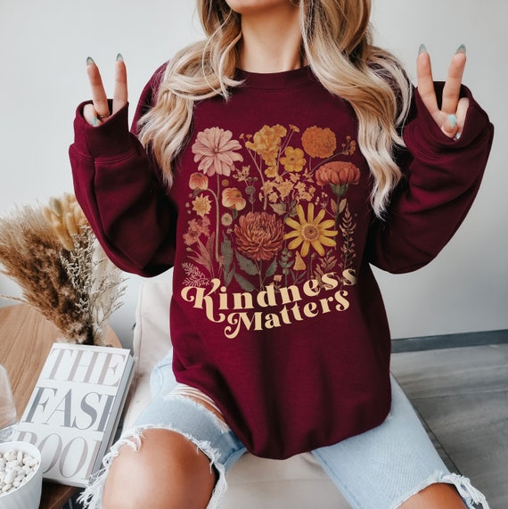 Retro Fall Kindness Vintage 70s Flower Sweatshirt 60s Goblincore 