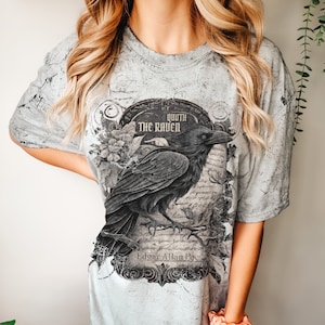 Vintage Gothic Edgar Allan Poe Dark Academia Witchy Colorful Tie Dye Shirt Raven Crow Poem Poetry Tshirt Book Reading Tee Special Edition