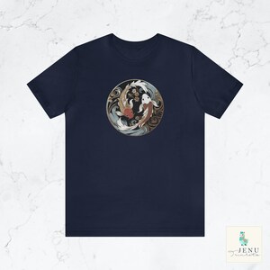 Ying Yang Koi Fish Tshirt Art Nouveau Shirt Japanese Gift Japan Lover Top Street Wear Travel Tee Vintage Trendy Gold Fish Workout Sports