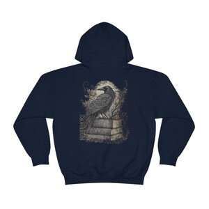 Edgar Allan Poe Shirt Poe T-Shirt Vintage Raven Shirt Vintage Crow Hoodie Nevermore Shirt Vintage Poem Shirt Poe Hoodie Dark Academia Cloth Navy