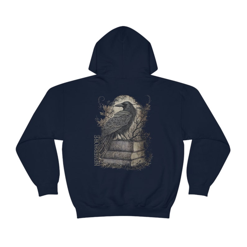 Edgar Allan Poe Shirt Poe T-Shirt Vintage Raven Shirt Vintage Crow Hoodie Nevermore Shirt Vintage Poem Shirt Poe Hoodie Dark Academia Cloth Navy
