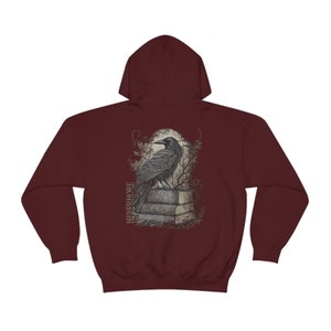 Edgar Allan Poe Shirt Poe T-Shirt Vintage Raven Shirt Vintage Crow Hoodie Nevermore Shirt Vintage Poem Shirt Poe Hoodie Dark Academia Cloth Maroon