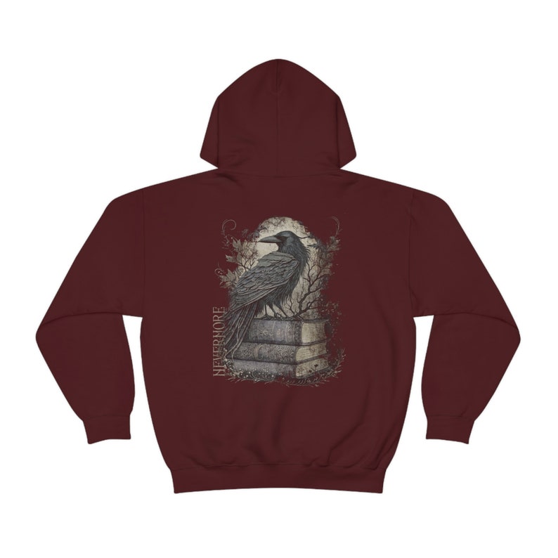 Edgar Allan Poe Shirt Poe T-Shirt Vintage Raven Shirt Vintage Crow Hoodie Nevermore Shirt Vintage Poem Shirt Poe Hoodie Dark Academia Cloth Maroon
