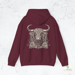 Boho Vintage Highland Cow Hoodie Western Cowboy Cowgirl Sweater Farm Animal Farming Retro Americana Top Nature Style Clothes Sweatshirt Streetwear