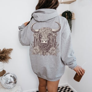 Boho Vintage Highland Cow Hoodie Western Cowboy Cowgirl Sweater Farm Animal Farming Retro Americana Top Nature Style Clothes Sweatshirt Streetwear