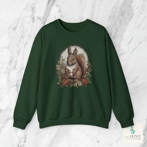 Woodland Animal Squirrel Sweatshirt Whimsical  Nature Creature Forest Sweater Victorian Illustration Wood Animals Vintage Goblincore Top