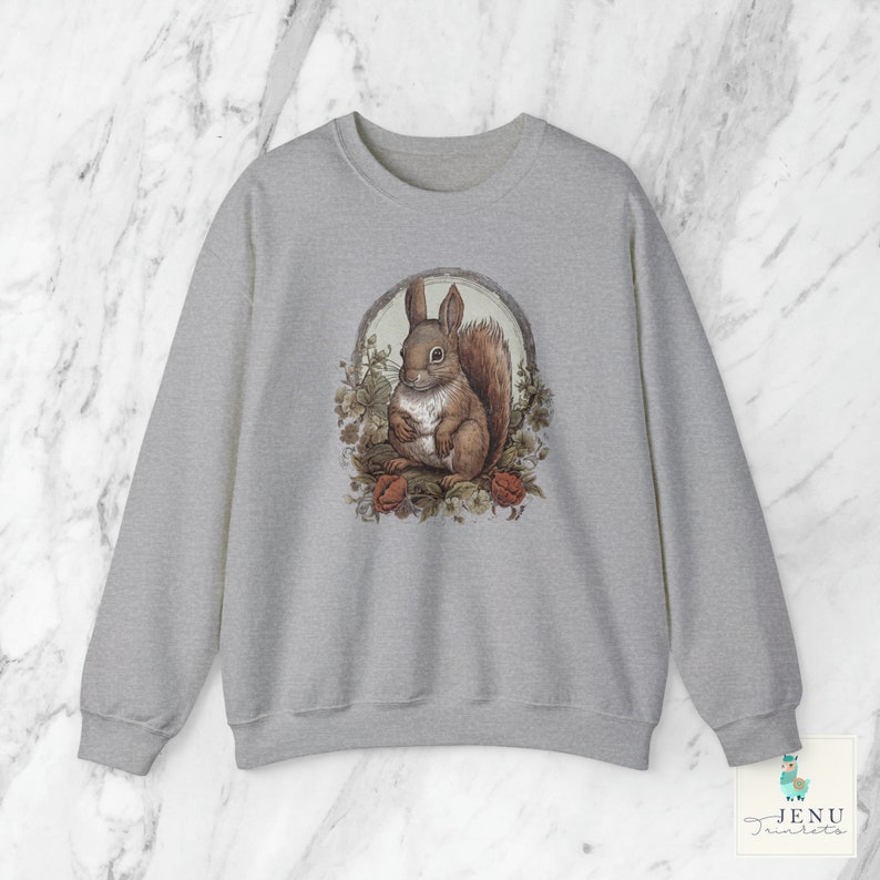 Woodland Animal Squirrel Sweatshirt Whimsical  Nature Creature Forest Sweater Victorian Illustration Wood Animals Vintage Goblincore Top