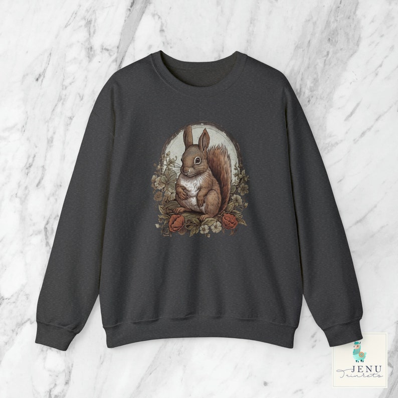 Woodland Animal Squirrel Sweatshirt Whimsical  Nature Creature Forest Sweater Victorian Illustration Wood Animals Vintage Goblincore Top