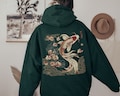 Cozy Vintage Japanese Koi Fish Hoodie Nautical Animal Asian Art Nouveau Japan Hooded Sweater Pond Top Urban Unisex Spring Shirt Tokyo Style