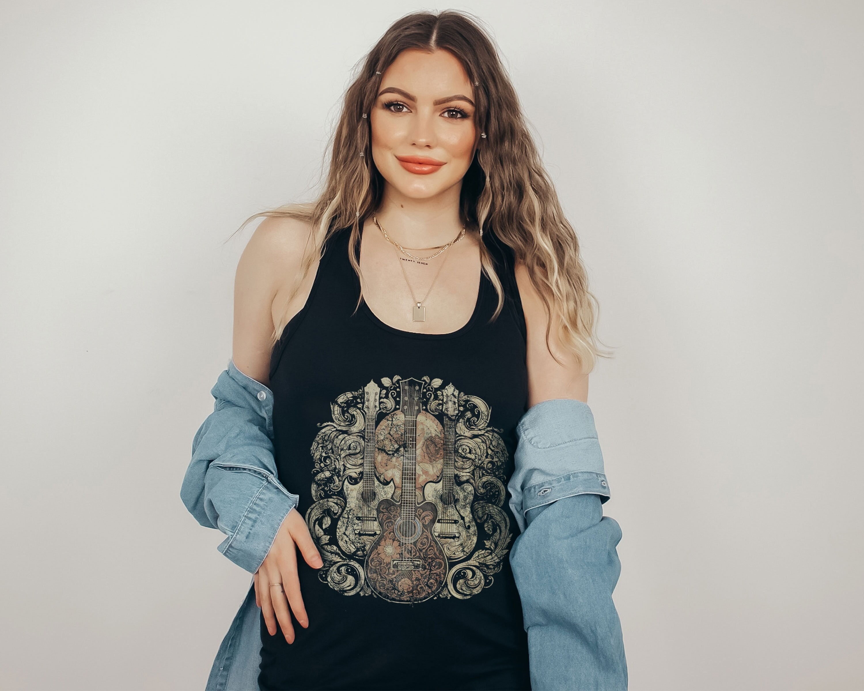 Rock Roll Music Tank Tops Women Vintage Rock Band Tanks Retro Graphic Country Music Concert Sleeveless Shirt Tee, Black, Small
