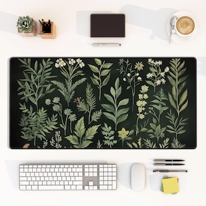 Sage Green Botanical Herbs Display Desk Mat Herbal Cottagecore Mousepad Naturel Plants Vintage Mousepad Cute Desk Decor Boho Aesthetic