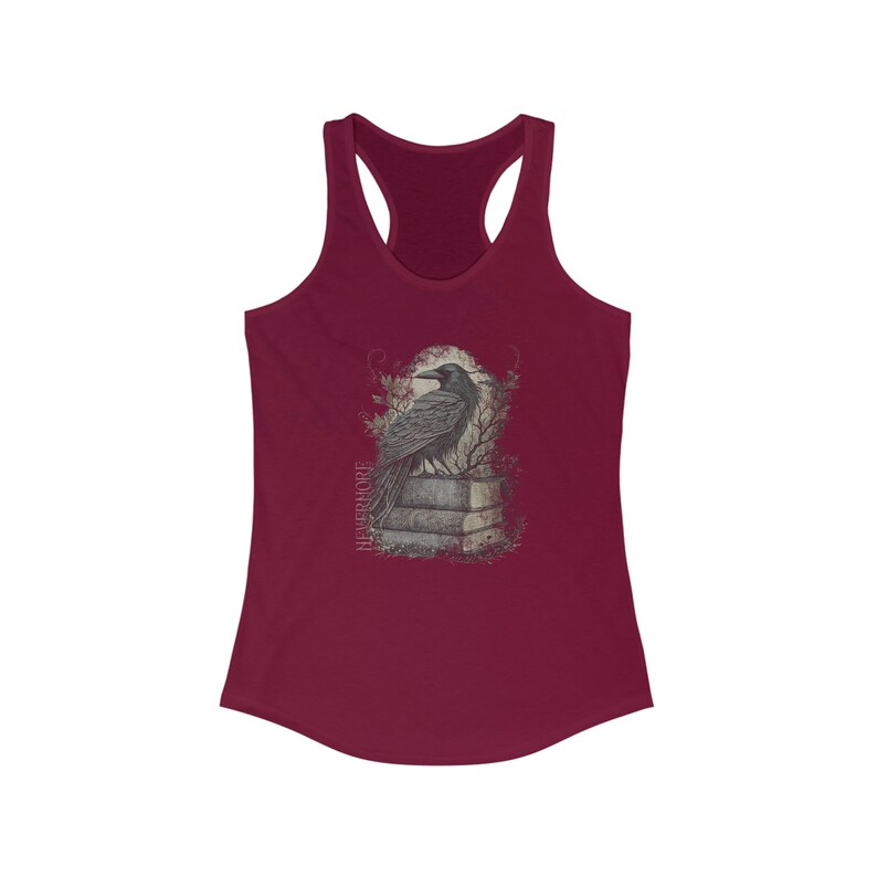 Vintage-inspired unisex tank top featuring "The Raven" poem by Edgar Allan Poe