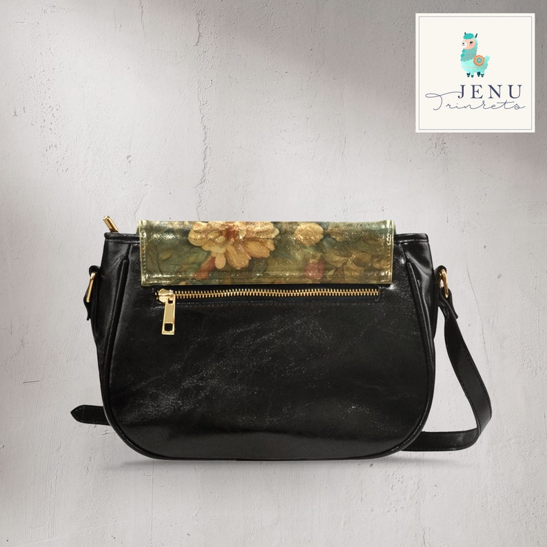 Vintage Boho Wolf Dog Saddle Bag Shoulder Bag Romantic Roses Peonies Crossbody Purse Floral Flowers Satchel  Oil Painting Victorian Art