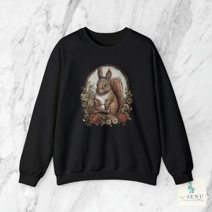 Woodland Animal Squirrel Sweatshirt Whimsical  Nature Creature Forest Sweater Victorian Illustration Wood Animals Vintage Goblincore Top