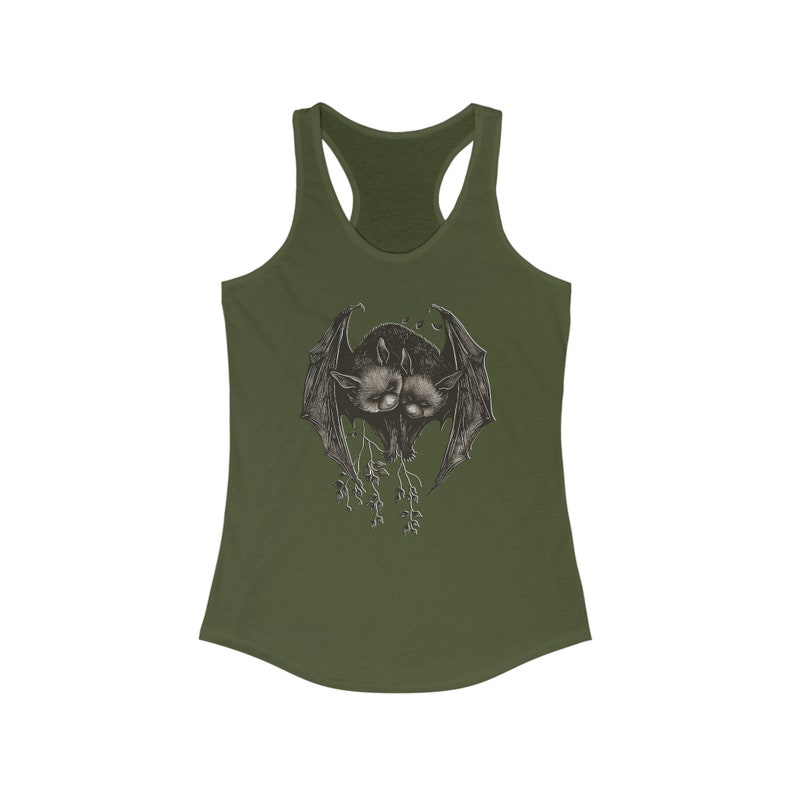 Cute Whimsigoth Gothic Bat Pair Love Tank Top Gothic Vampire Dark Gobincore Racerback Tee Night Witchy Top Dark Academia Shirt Woman Gift Trendy