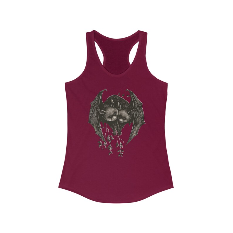 Cute Whimsigoth Gothic Bat Pair Love Tank Top Gothic Vampire Dark Gobincore Racerback Tee Night Witchy Top Dark Academia Shirt Woman Gift Trendy