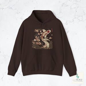 Cozy Vintage Japanese Koi Fish Hoodie Nautical Animal Asian Art Nouveau Japan Hooded Sweater Pond Top Urban Unisex Spring Shirt Tokyo Style