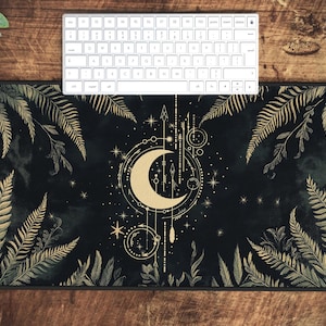 Vintage Gothic Celestial Desk Mat Moon Phase Lunar Mousepad Eclectic Witch Aesthetic Mousepad Universe Stars Desk Decor Cottagecore Deskmat