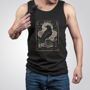 Tarot Card Raven Shirt Occult Tank Top Vintage Man Gift for Boyfriend Shirt Gothic Witchy Dark Academia Clothing Holiday Festival Concert T