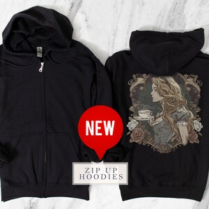JARDIN Recycled Zip up Hoodie, Cottagecore Zip Jacket