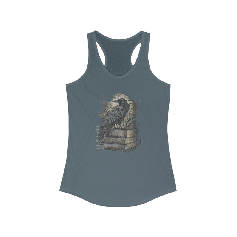 Retro vintage-inspired tank top with gothic "The Raven" design