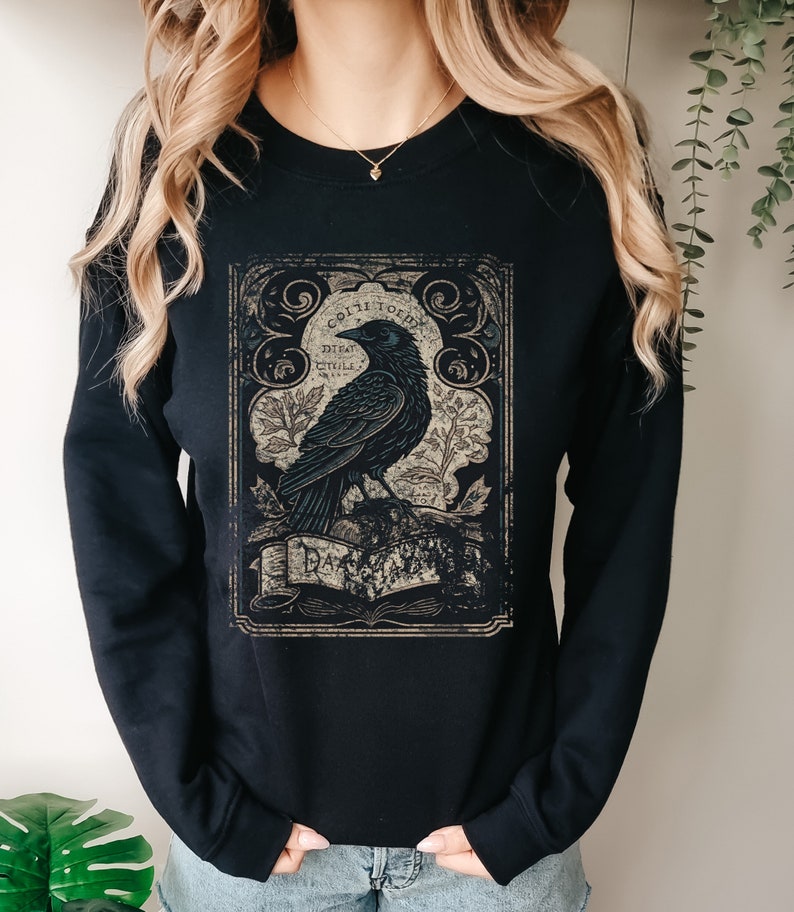 Gothic Raven Shirt Crow Tarot Card Sweatshirt Emo Fashion - Etsy