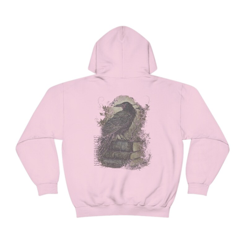 Edgar Allan Poe Shirt Poe T-Shirt Vintage Raven Shirt Vintage Crow Hoodie Nevermore Shirt Vintage Poem Shirt Poe Hoodie Dark Academia Cloth Light Pink