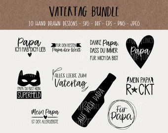 Father's Day SVG Bundle, Plotter Files Father for Cricut, Dad Vector Icons, Daddy PNG Clipart, dxf, eps, Quotes, German Bundle