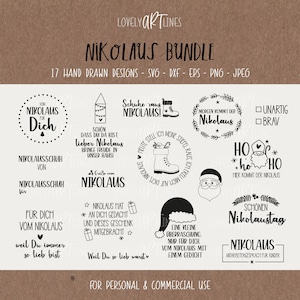 Nikolo SVG Bundle, Plotter Files Nikolo, Christmas Vector Icons, Santa Claus PNG Clipart, Laser Files, eps, dxf, Sayings, German