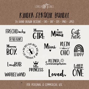 Kids Sayings SVG Bundle, Plotter Files Kids for Cricut, Kids Vector Icons, Sayings PNG, dxf, eps, Laser Files, Quotes, German