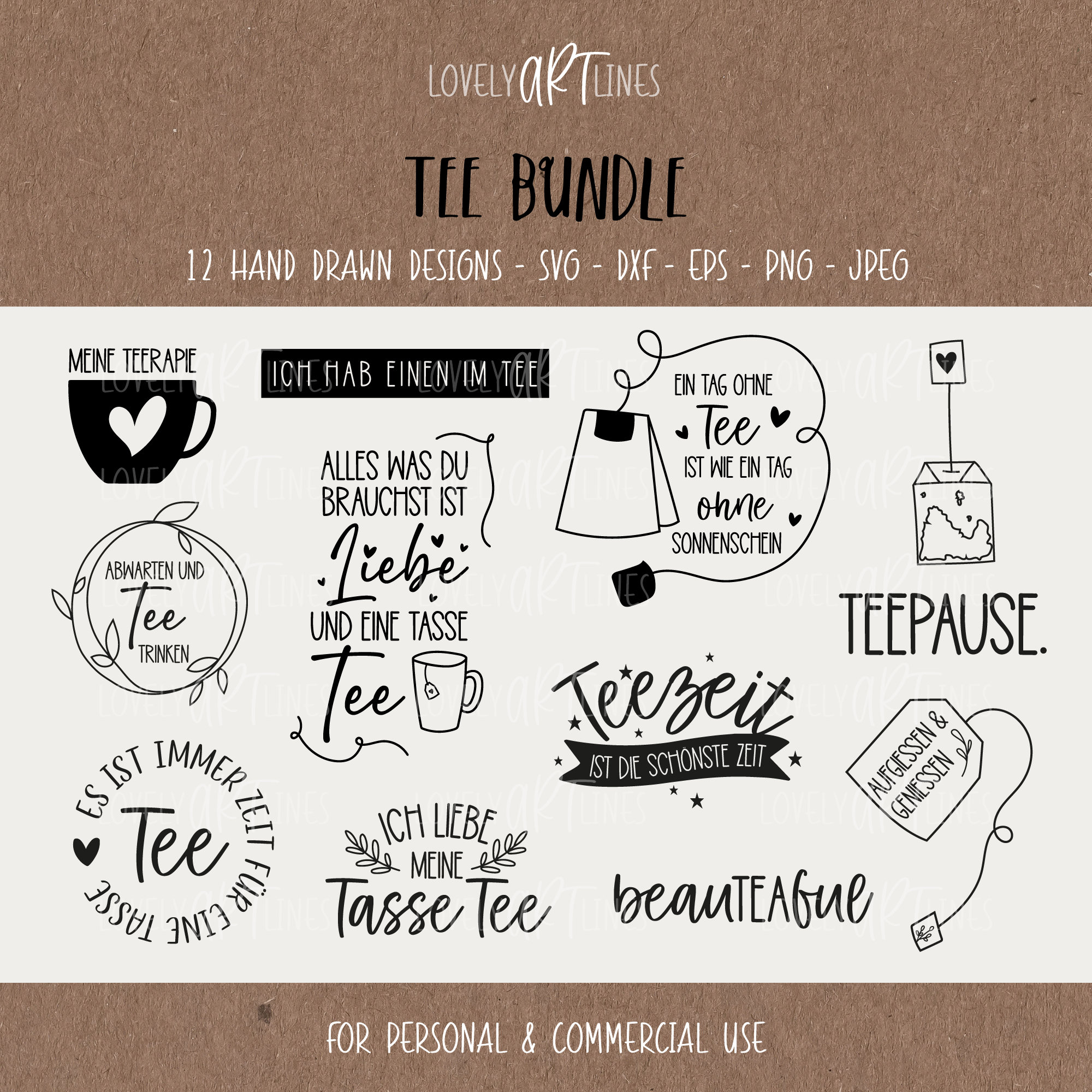 Tee SVG Bundle, Plotterdatei Tee für Cricut, Teetasse Vector Icons