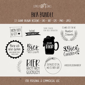 Beer SVG Bundle, Plotter Files Beer for Cricut, Beer Quotes Vector Icons, Beer PNG Clipart, dxf, eps, Quotes, German Bundle