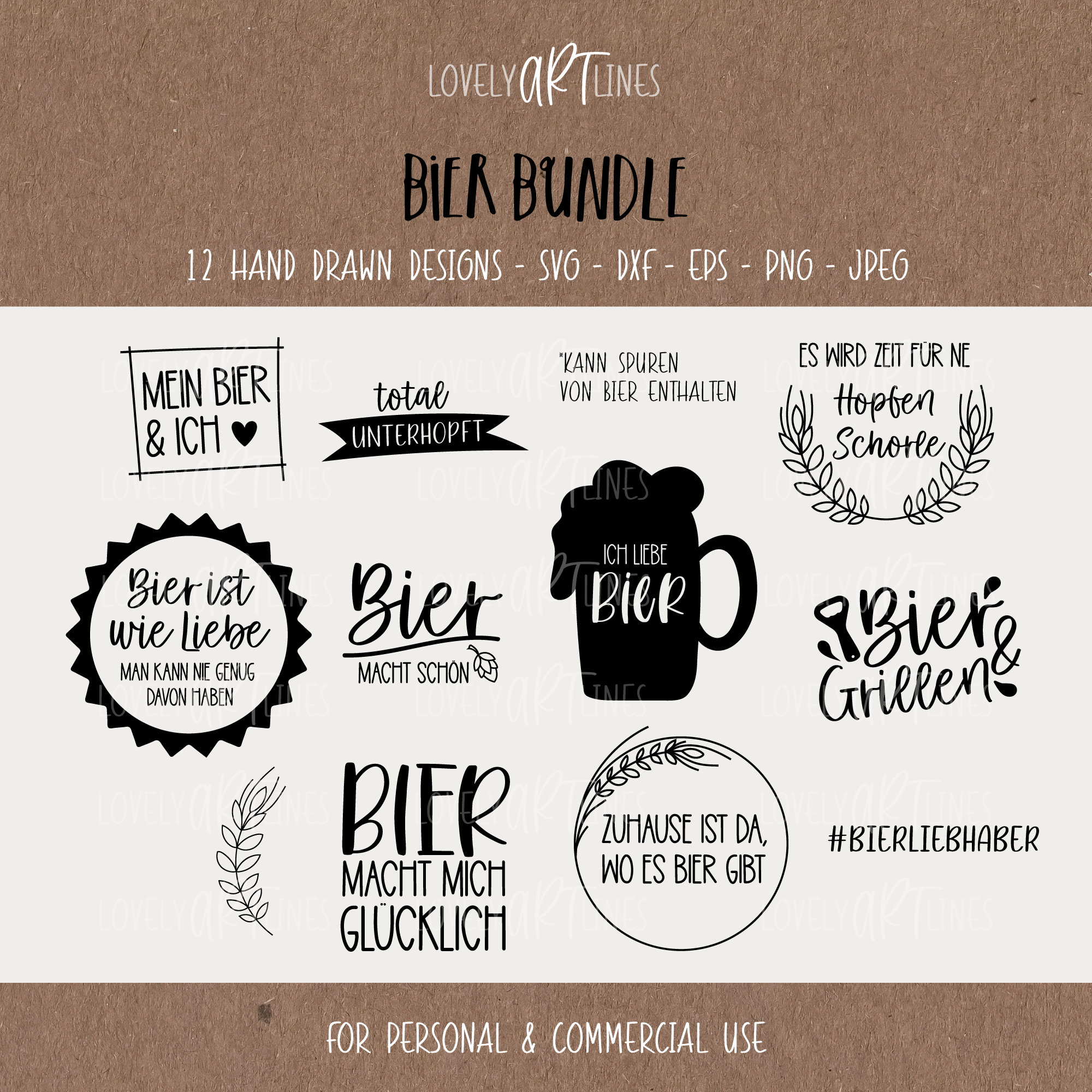 Bier SVG Bundle, Plotterdatei Bier für Cricut, Biersprüche Vector Icons