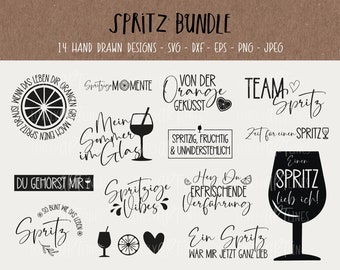 Spritz SVG Bundle, Plotter Files Sprizz for Cricut, Orange Vector Icons, Veneziano PNG Clipart, Laser Files, eps, dxf, Quotes, German