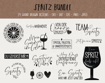 Spritz SVG Bundle, Plotterdatei Sprizz für Cricut, Orange Vector Icons, Veneziano PNG Clipart, Laserdatei, eps, dxf, Sprüche, Deutsch