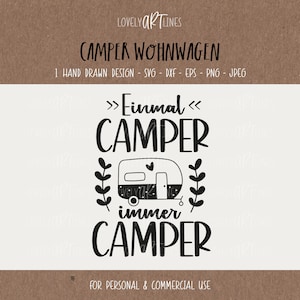 Camper Caravan SVG Design, Plotter Files Camping for Cricut, Vacation Icons, Caravan PNG Clipart, dxf, eps, Laser File, Digistamp